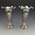 1906 British Antique Sterling Silver Large Vase Pair Cobalt Inner